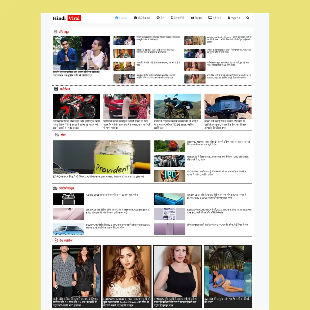 Hindi Viral – News Website Templates For GeneratePress