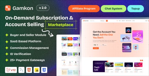 Gamkon - On Demand Subscription Based Digital ID Selling Marketplace with Buyer and Seller Module