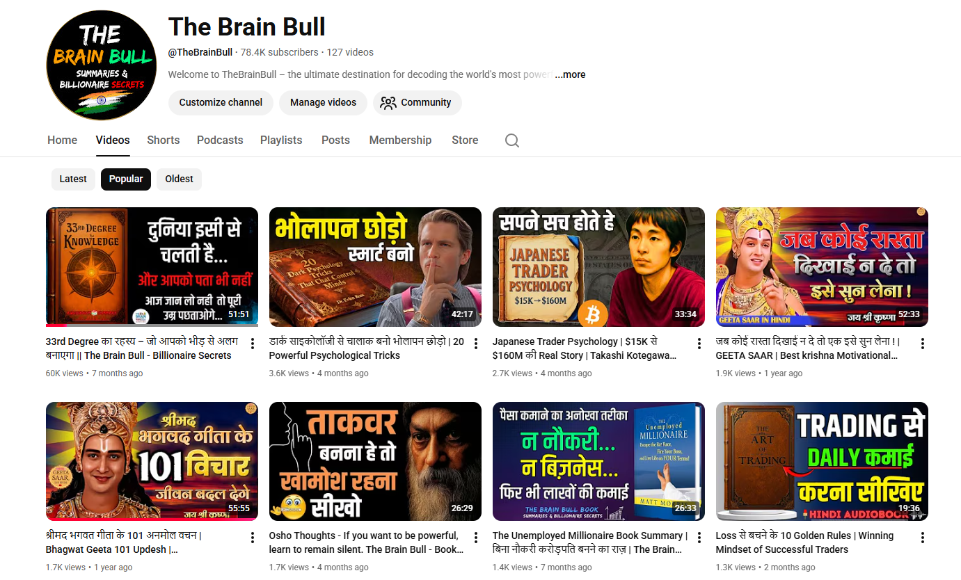 78K+ Subs Monetized YouTube Channel | Trading Psychology & Book Summaries