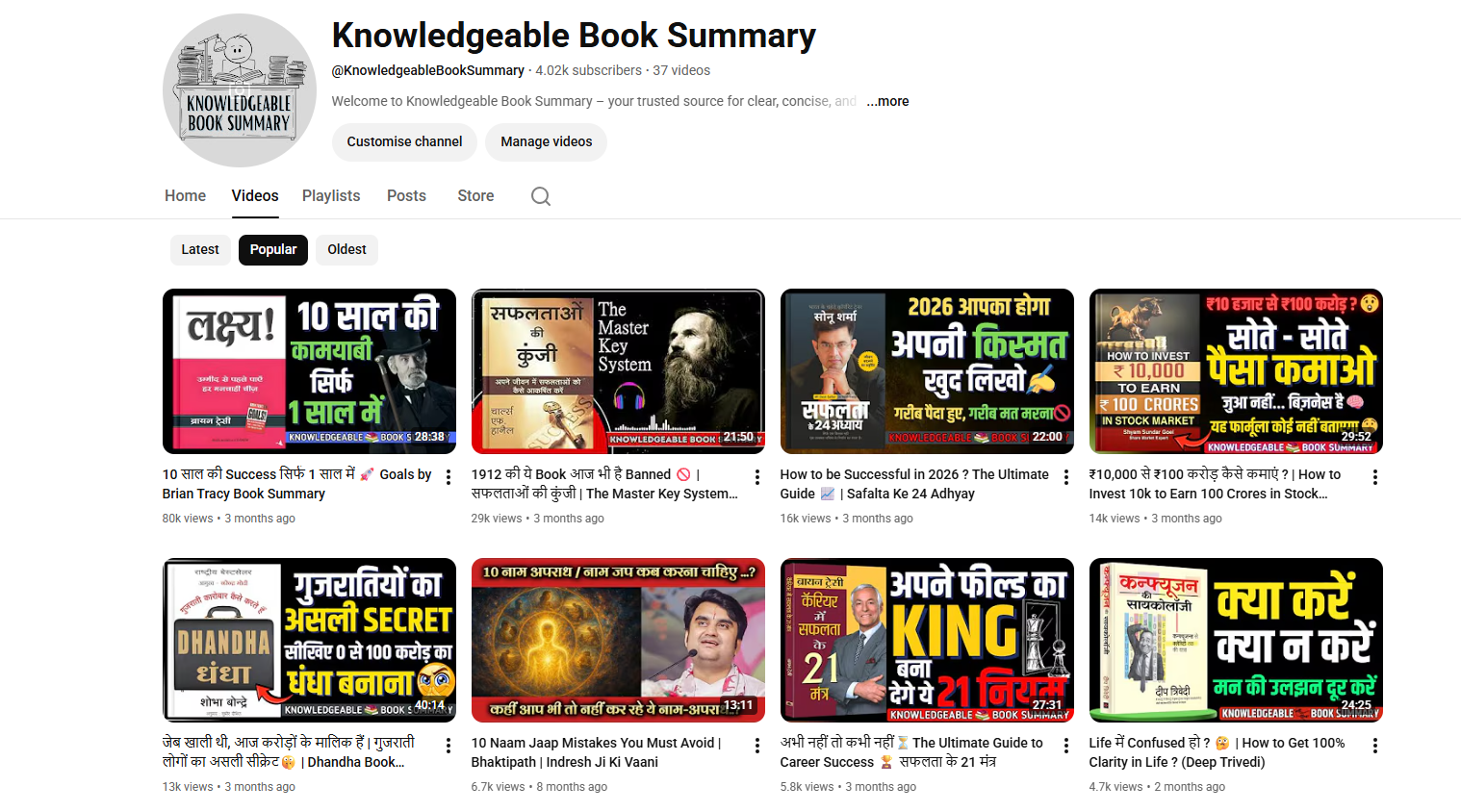 4K+ Subs Monetized Channel | Hindi Book Summaries & Education
