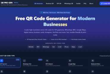 QR PRO-GEN – Free Multi-Purpose QR Code Generator Website | UPI, WhatsApp, WiFi, Maps & Custom Logo QR